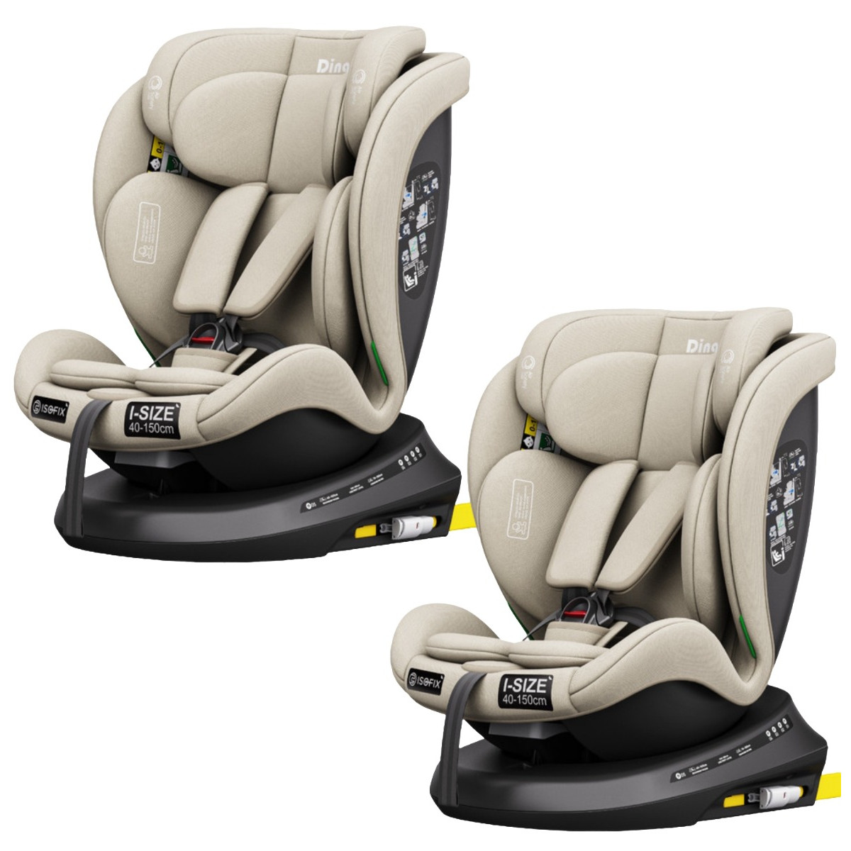 Ding Aiden Sand 40-150 cm 360° i-Size Autostoel - Set van 2