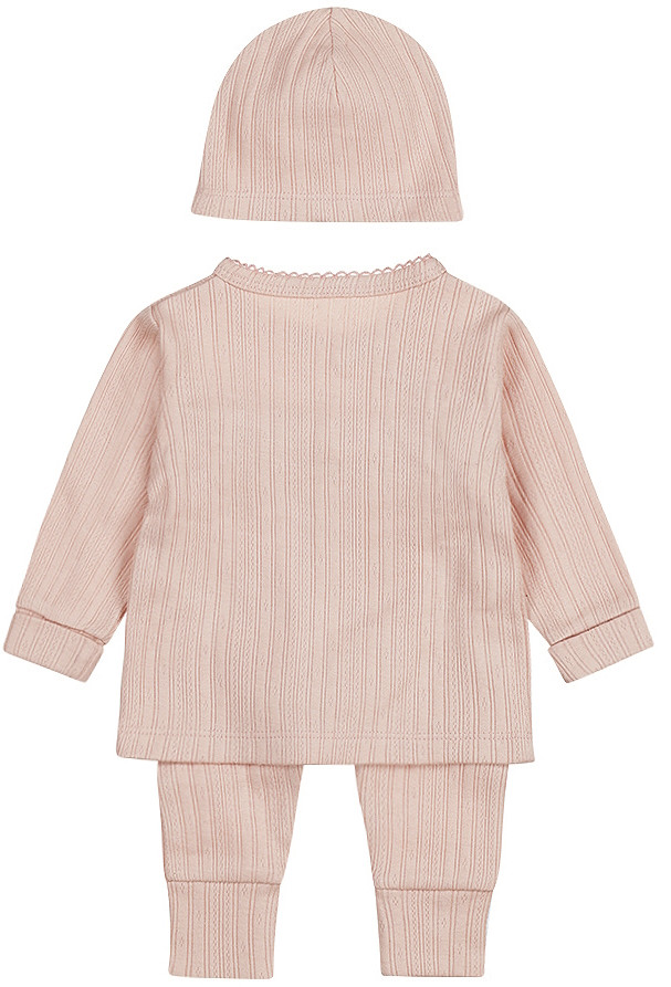 Dirkje Organic Dusty Pink Maat 50 Overslag Shirt, Broekje en Mutsje