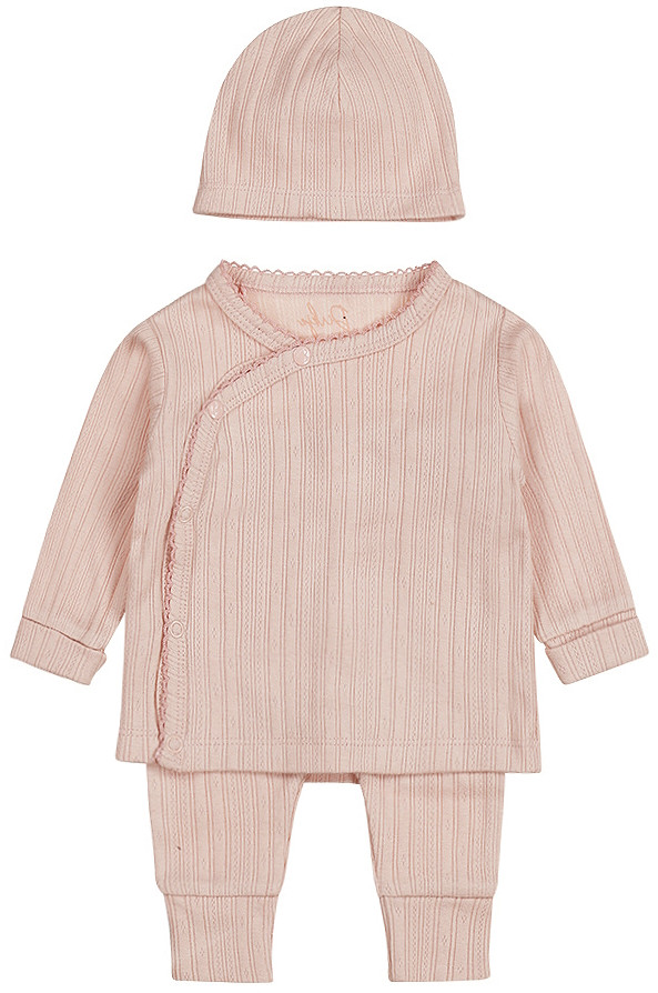 Dirkje Organic Dusty Pink Maat 56 Overslag Shirt, Broekje en Mutsje