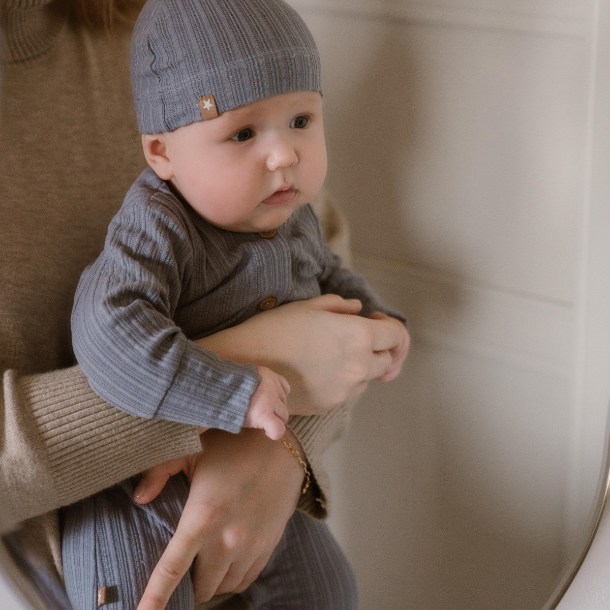 Dirkje Organic Faded Blue Maat 44 Boxpakje met Mutsje