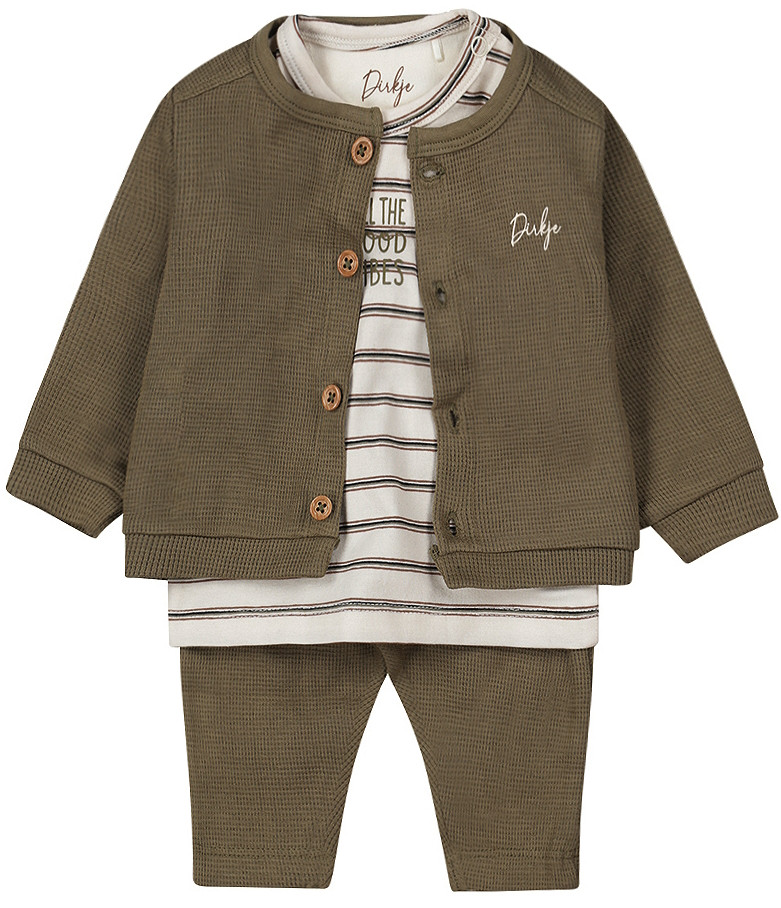 Dirkje Organic Faded Green Maat 50 Shirt met Broekje en Vest