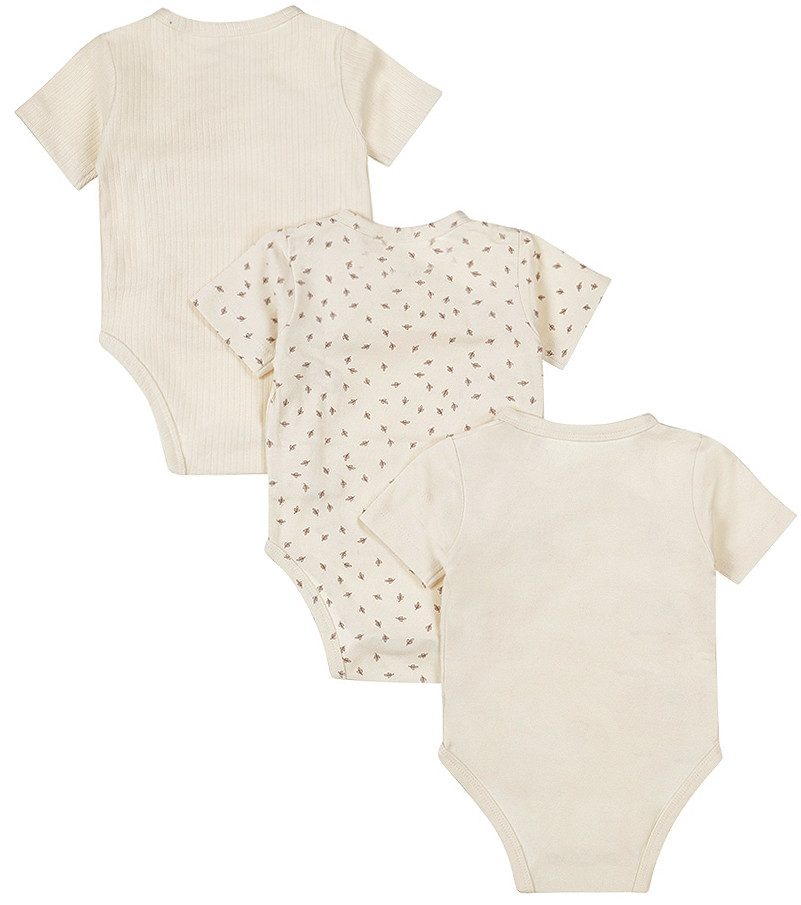 Dirkje Organic Off White Maat 50 56 2 laags Overslag Romper 3 Stuks MamaLoes