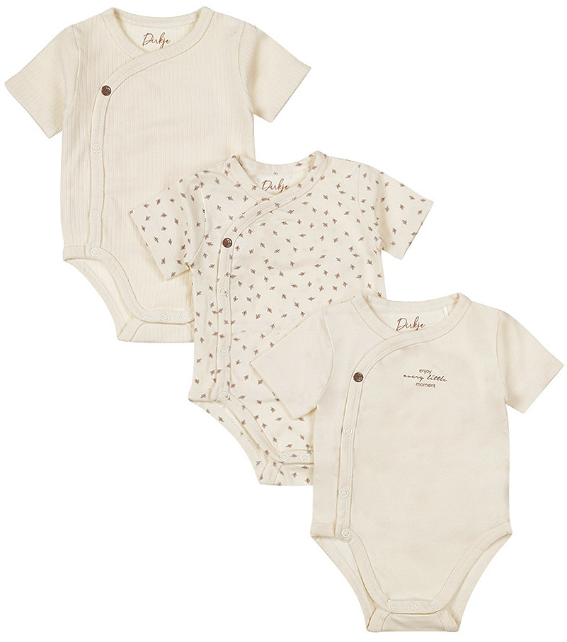 Dirkje Organic Off White Maat 50/56 2-laags Overslag Romper 3 st.