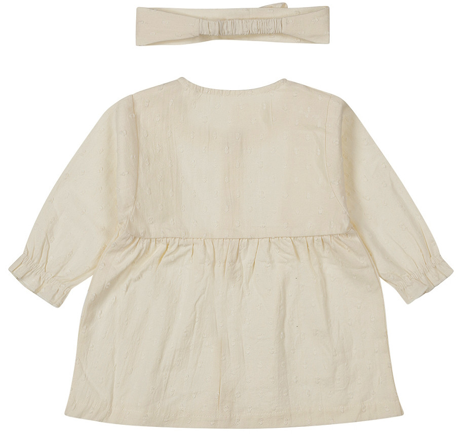 Dirkje Organic Off White Maat 50 Ruffle Jurkje met Haarband