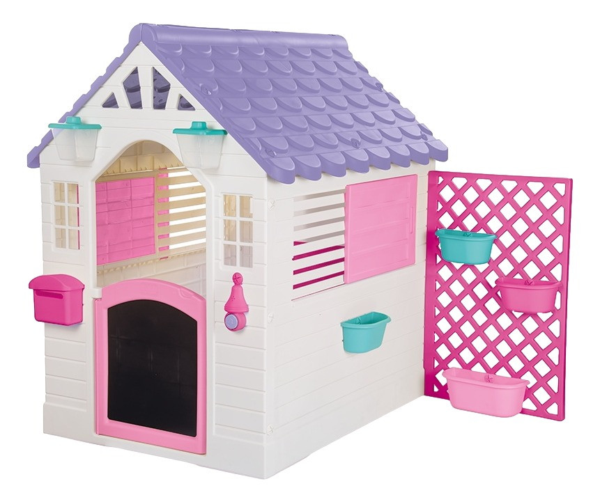 Dolu Garden Wit/Roze Speelhuisje met Accessoires