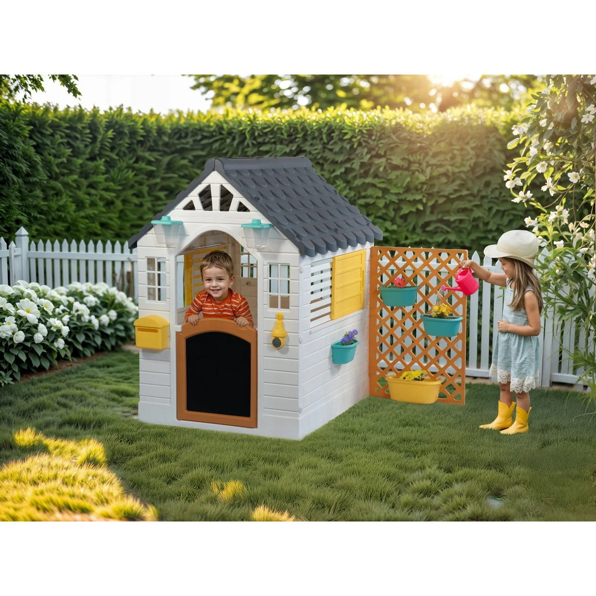 Dolu Garden Wit/Grijs Speelhuisje met Accessoires