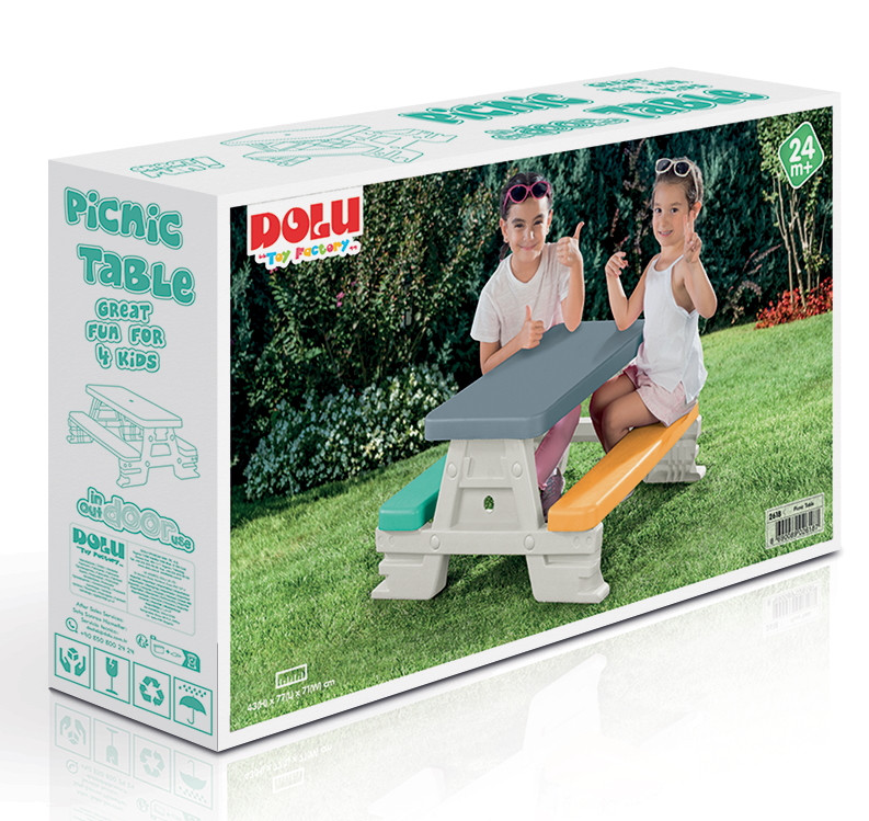 Dolu Grijs/Wit Picknicktafel