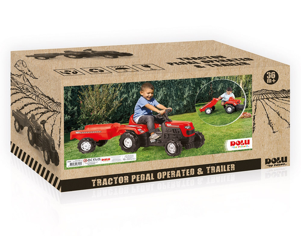 Dolu Ranchero Rood Traptractor met Aanhangwagen
