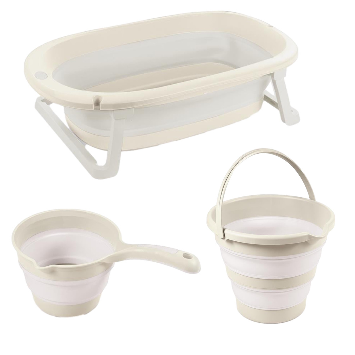 Dolu Relax Beige 3-delige Opvouwbare Badset