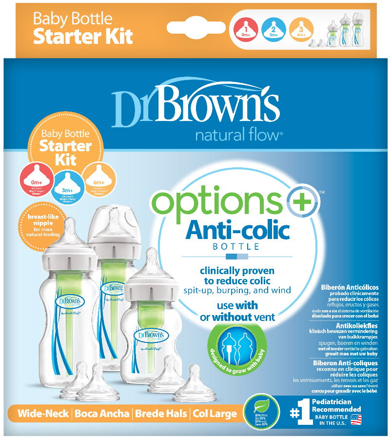 Dr Brown's Options+ Anti-colic Brede Hals Starterset