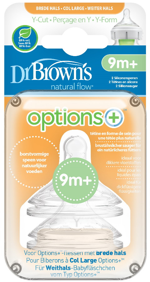 Dr Brown's Options+ Anti-colic Y-cut Brede Hals Speen 2 Stuks