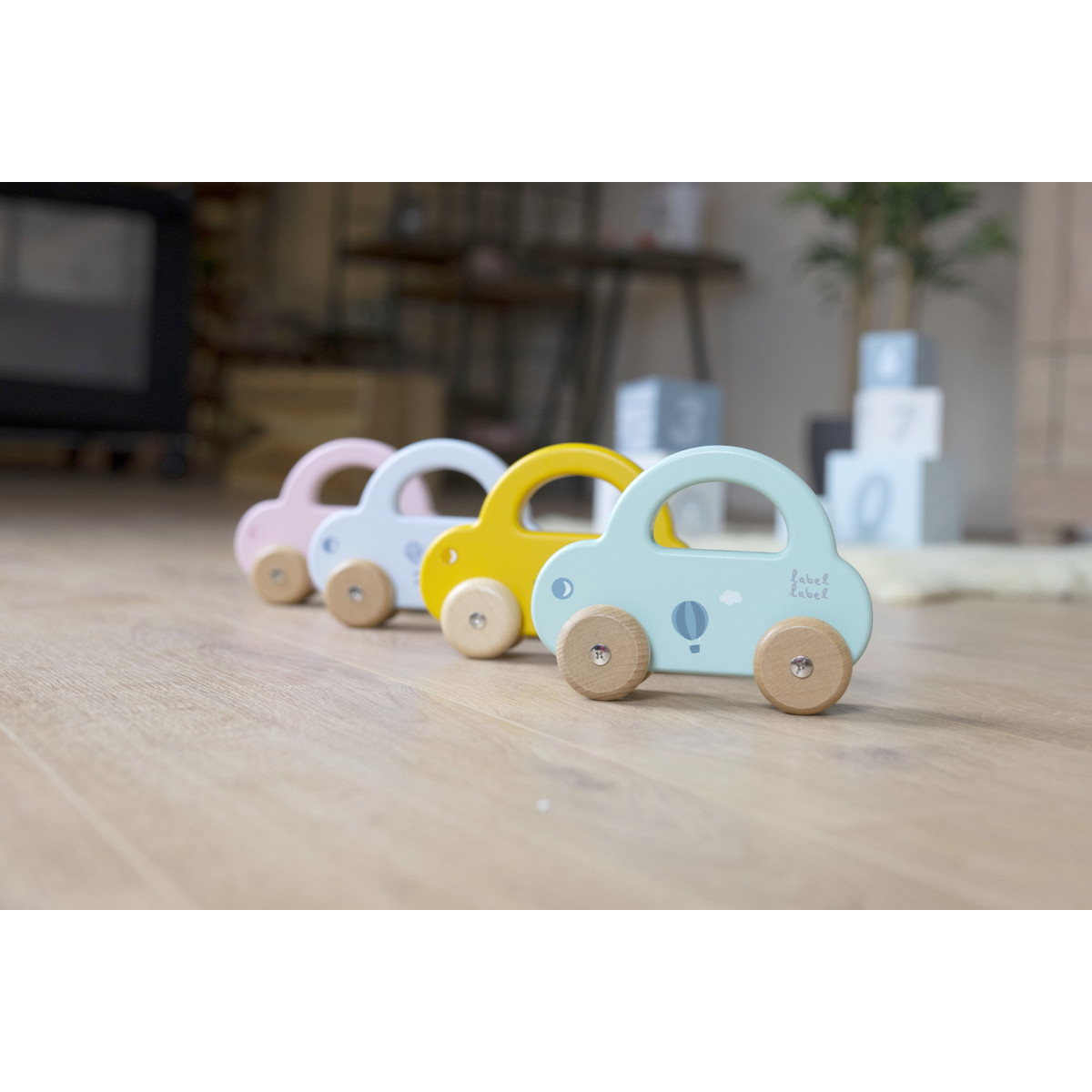 Label Label Roze Houten Speelgoed Auto