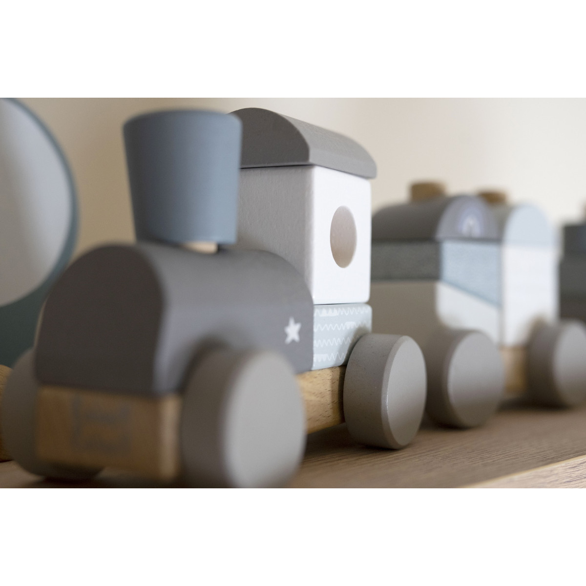 Label Label Blauw Houten Speelgoed Trein