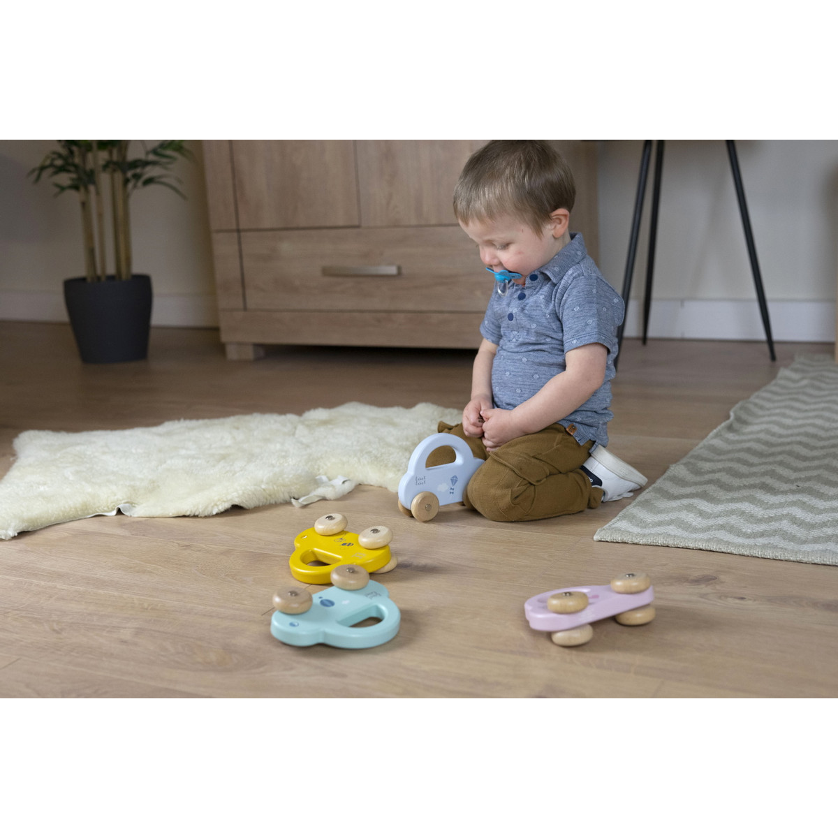 Label Label Roze Houten Speelgoed Auto