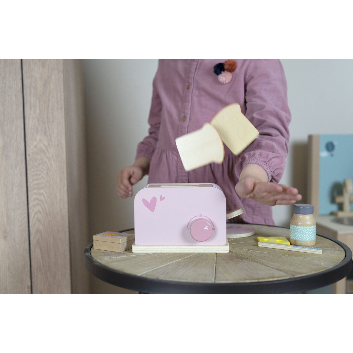 Label Label Roze Houten Broodrooster