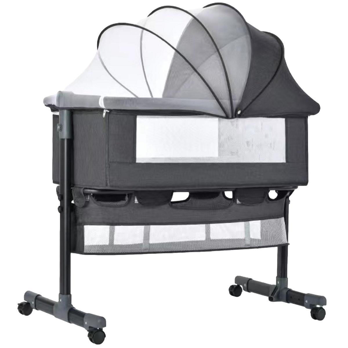 Eco Baby Donkergrijs Wieg Aan Bed