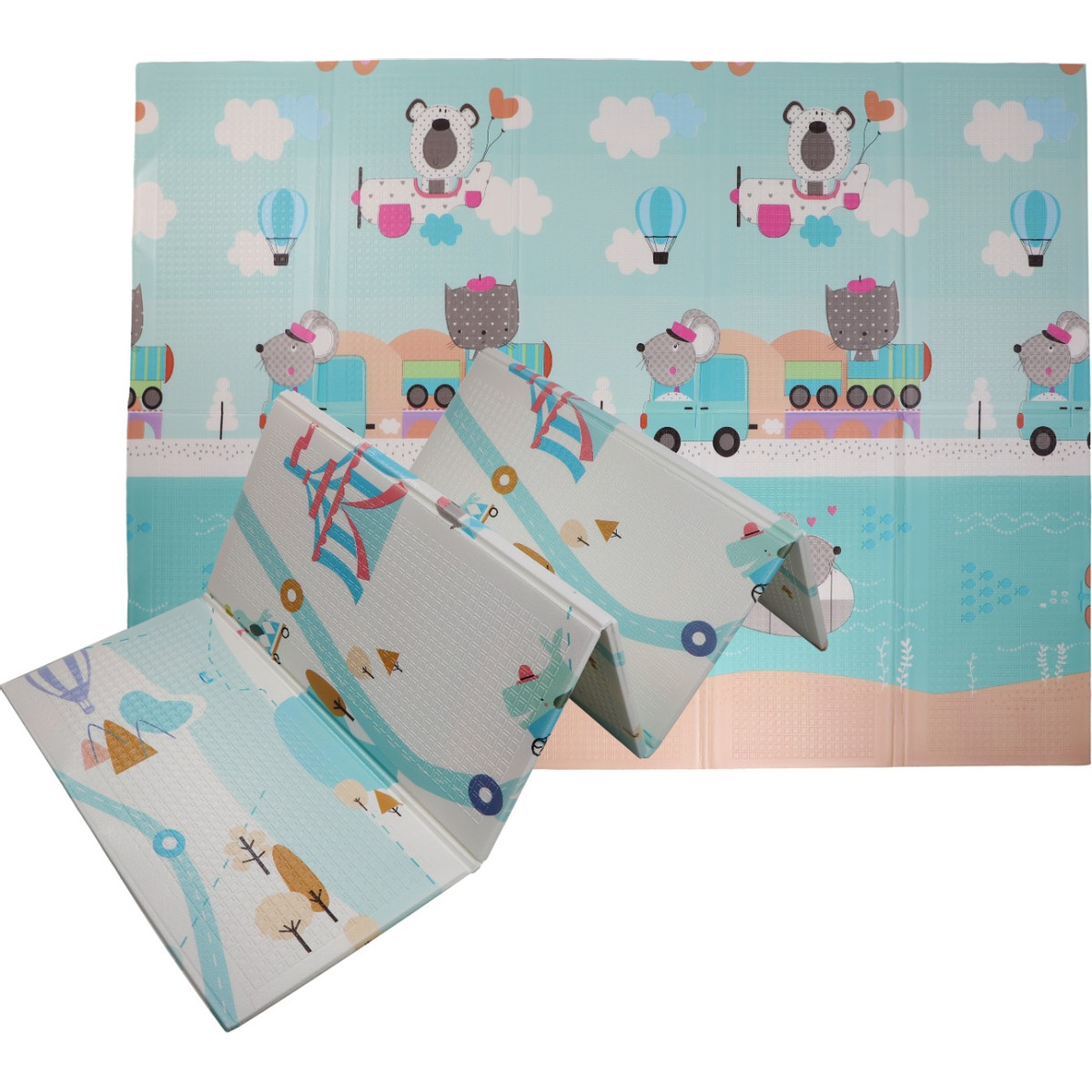 Eco Toys 200 x 150 cm Voertuigen Omkeerbare Speelmat