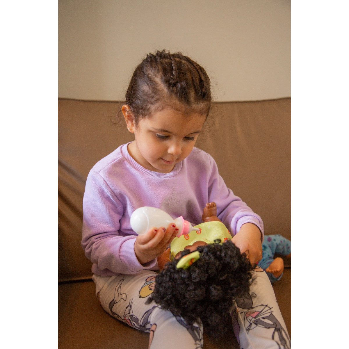 Eco Toys 30cm Pop met Krullen en Geel Jurkje