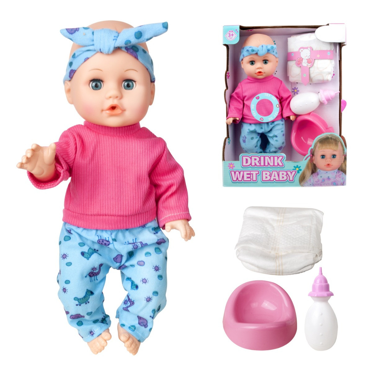 Eco Toys 33cm Pop Blauw/Roze Outfit met Accessoires