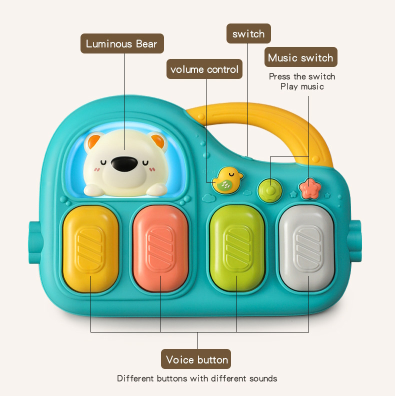 Eco Toys Cute Bear Groen Multifunctioneel Speelkleed met Speelboog