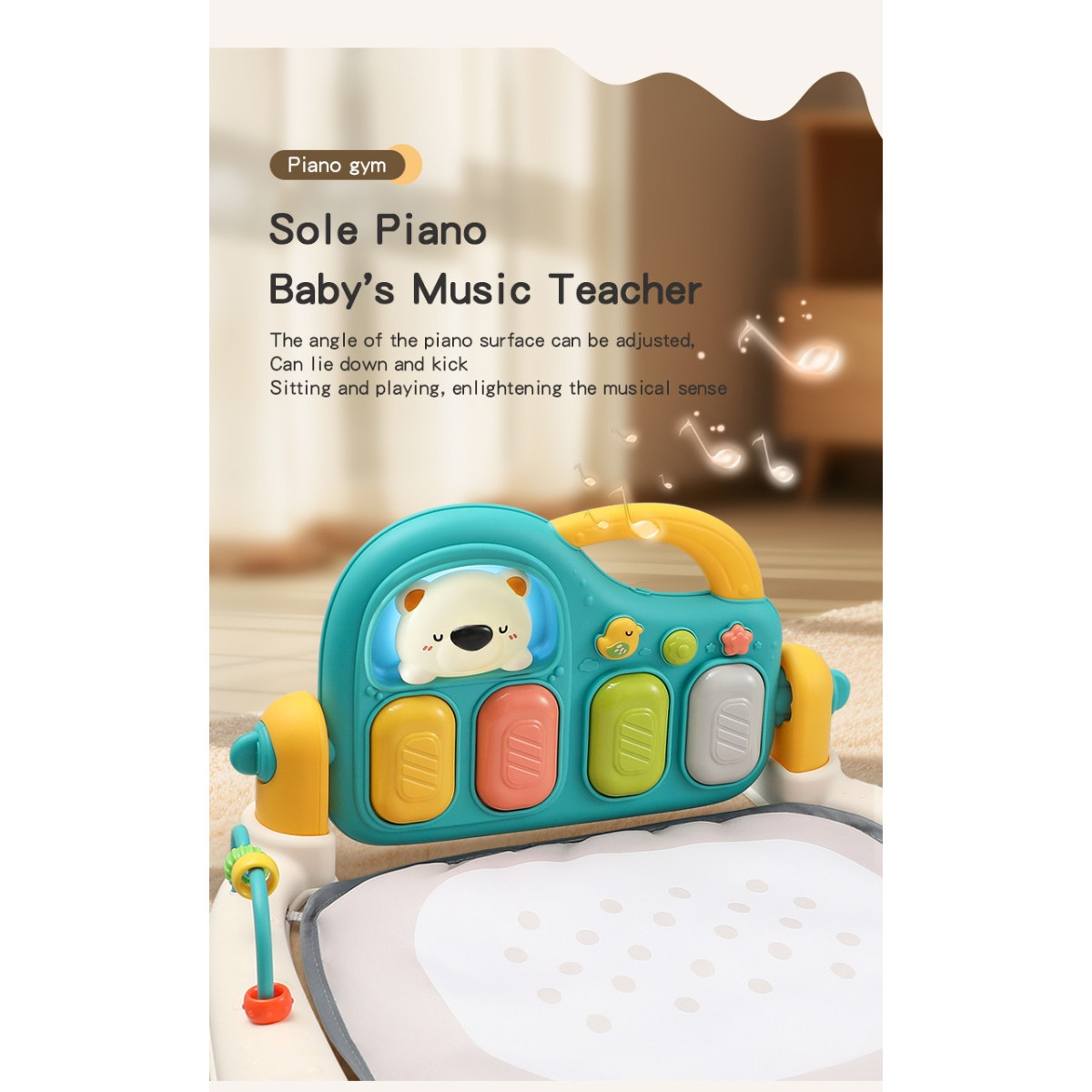 Eco Toys Cute Bear Groen Multifunctioneel Speelkleed met Speelboog