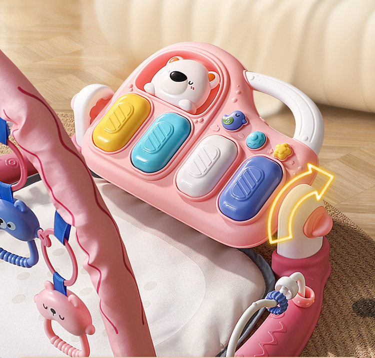 Eco Toys Cute Bear Roze Multifunctioneel Speelkleed met Speelboog