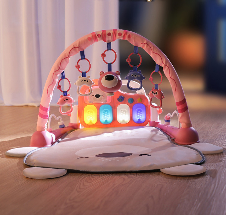 Eco Toys Cute Bear Roze Multifunctioneel Speelkleed met Speelboog