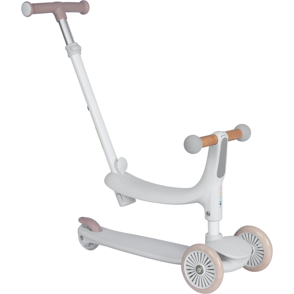 Eco Toys Flynn Wit/Beige 3-in-1 Kinderstep met Duwstang