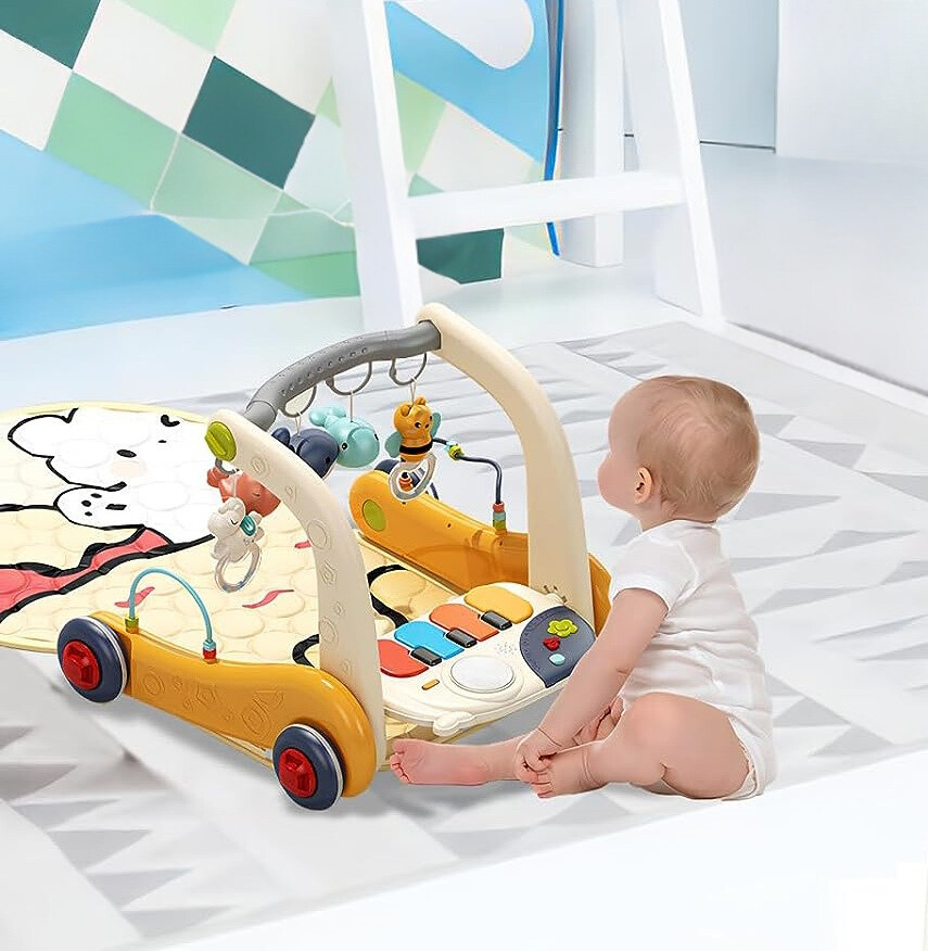 Eco Toys Geel 3-in-1 Speelkleed en Loopwagen