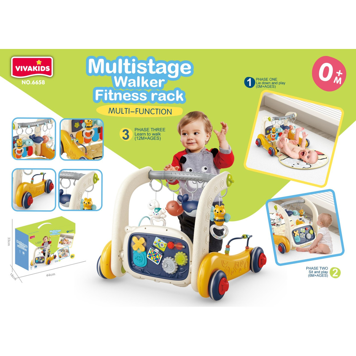 Eco Toys Geel 3-in-1 Speelkleed en Loopwagen