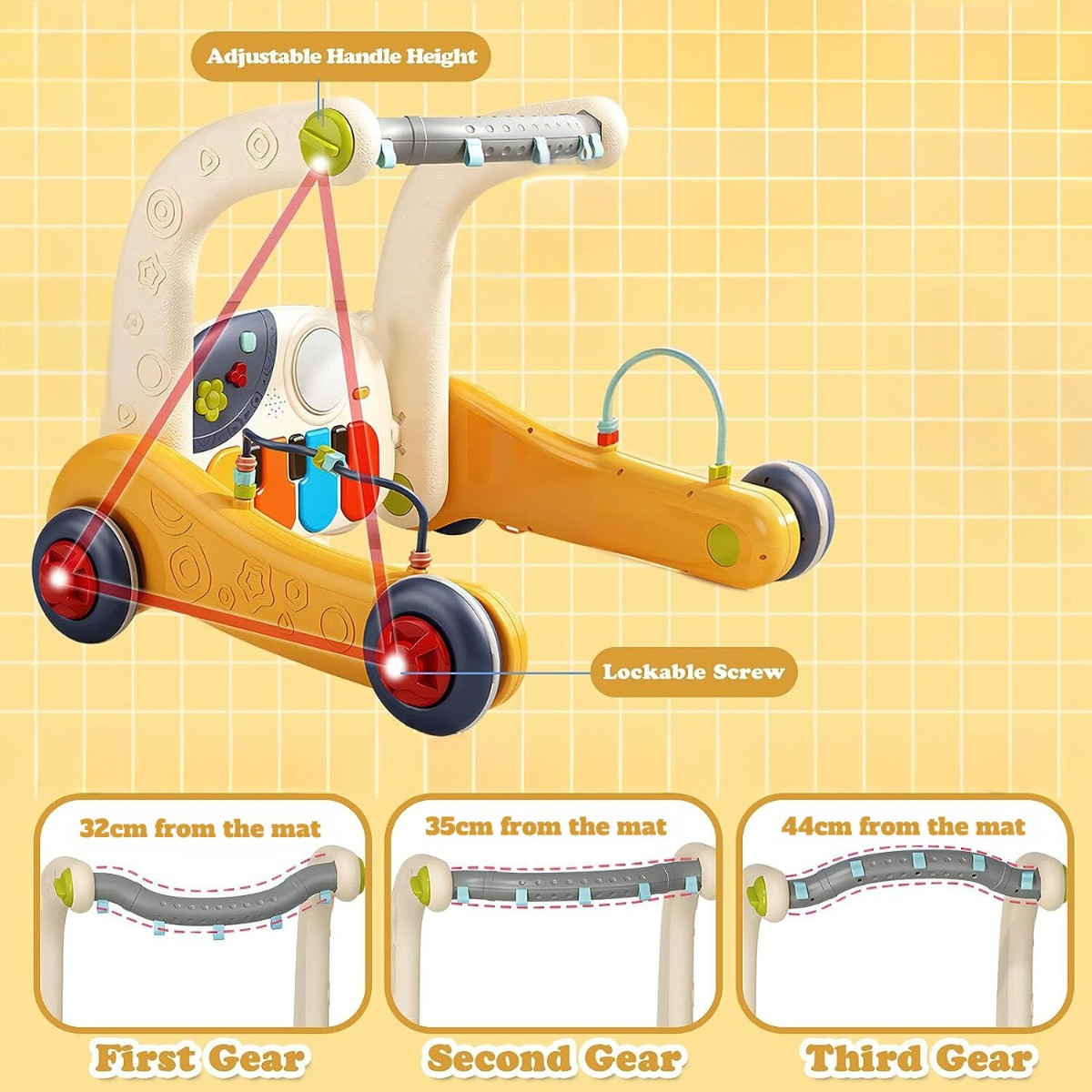 Eco Toys Geel 3-in-1 Speelkleed en Loopwagen