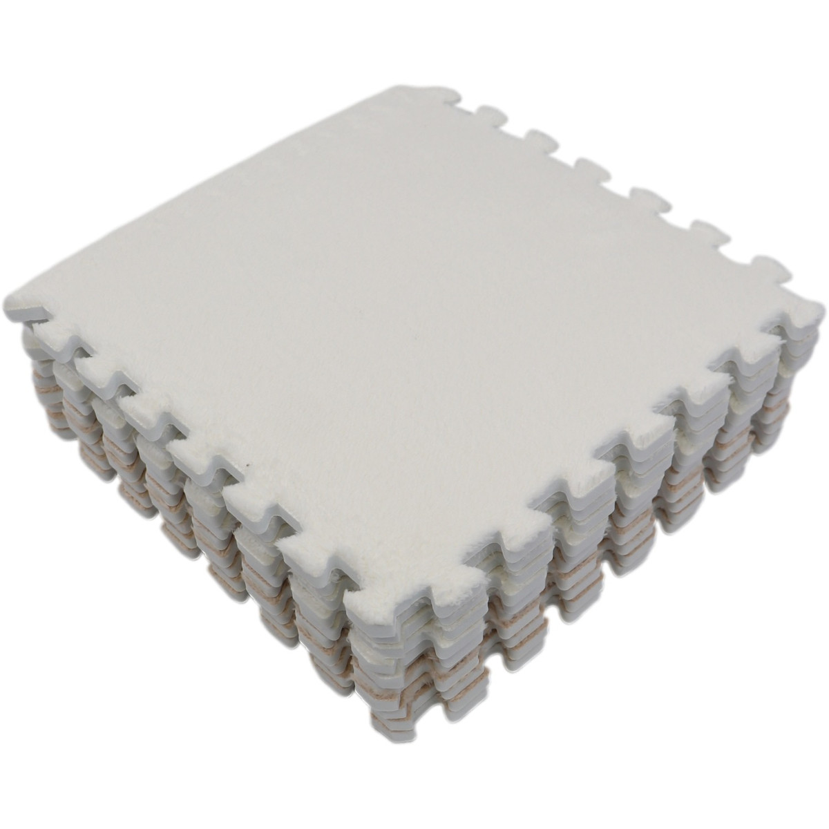 Eco Toys Nougat/Wit Checkered Pluche Schuimrubber Speelmat