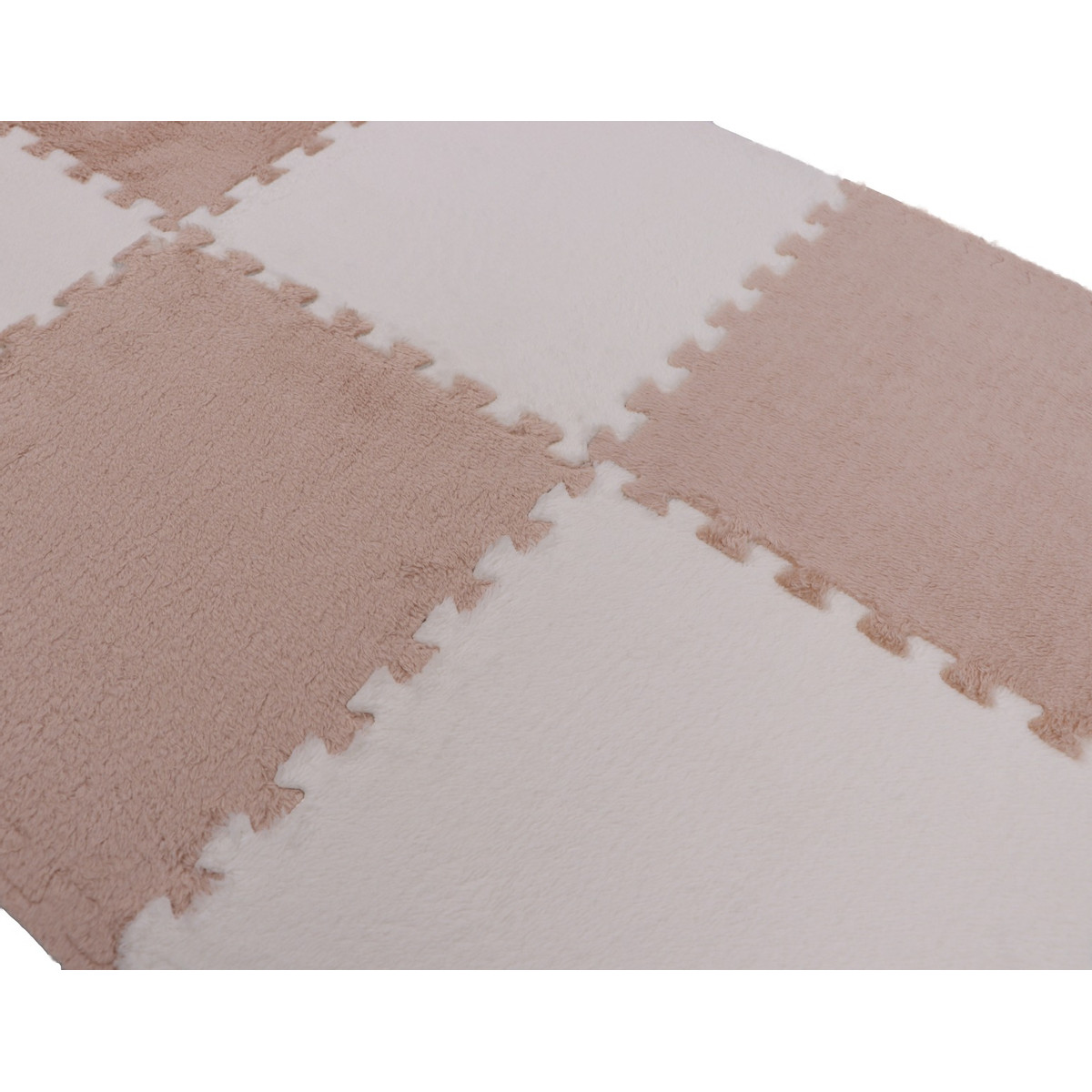 Eco Toys Nougat/Wit Checkered Pluche Schuimrubber Speelmat