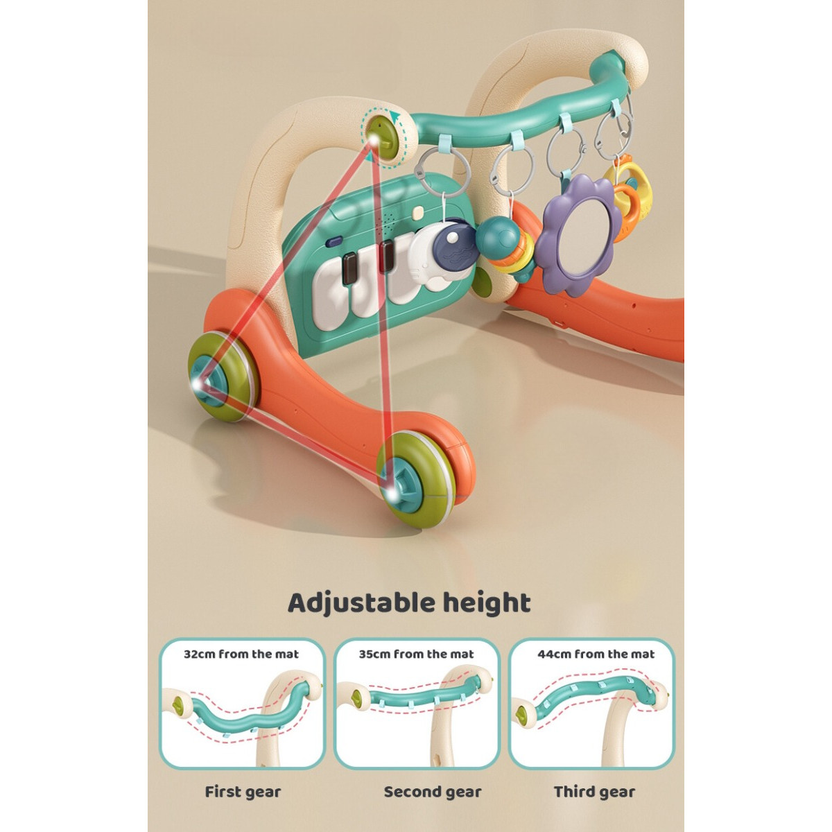 Eco Toys Oranje 3-in-1 Speelkleed en Loopwagen