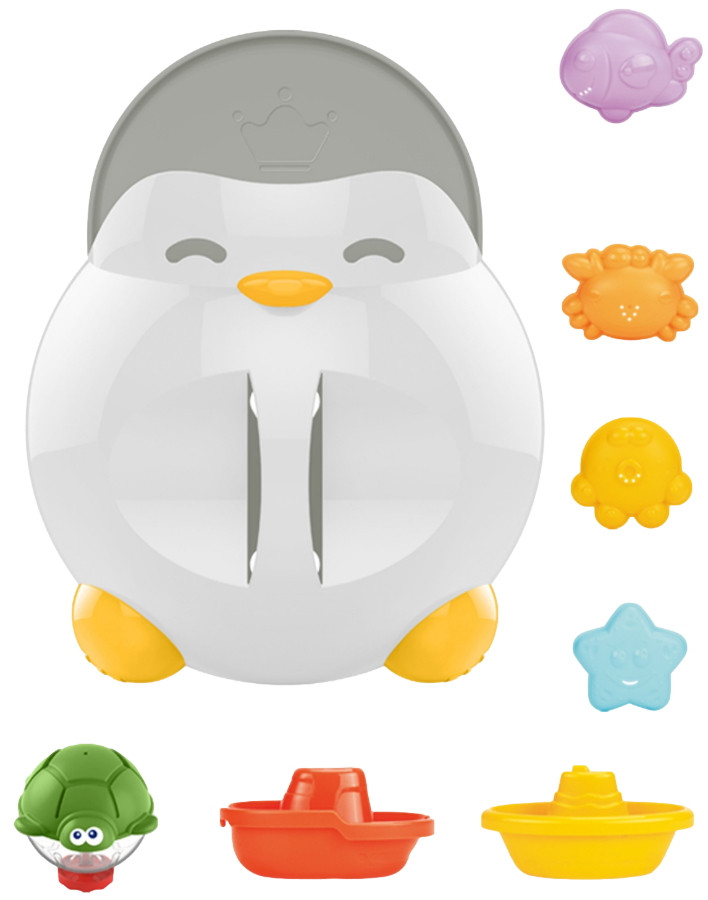 Eco Toys Penguin Badspeeltjeshouder incl. 7 Speeltjes