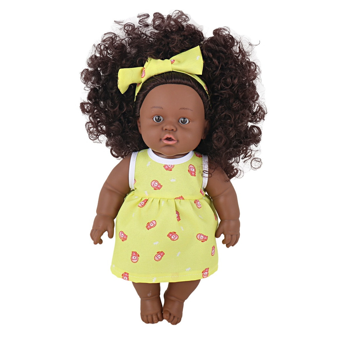 Eco Toys 30cm Pop met Krullen en Geel Jurkje