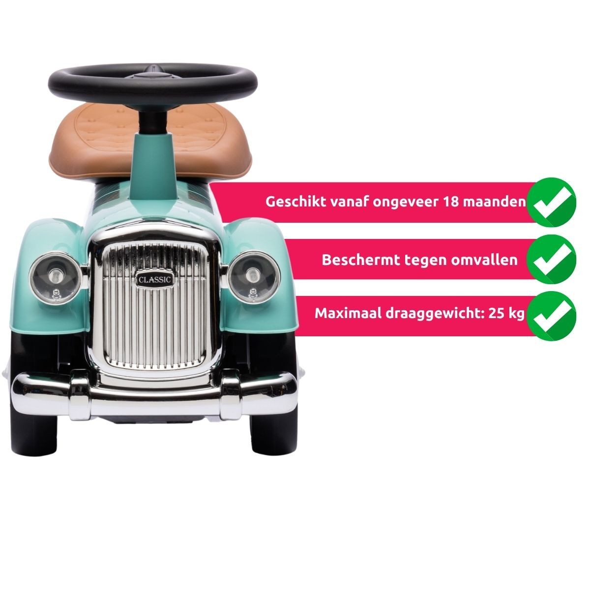 Eco Toys Retro Roze Loopauto