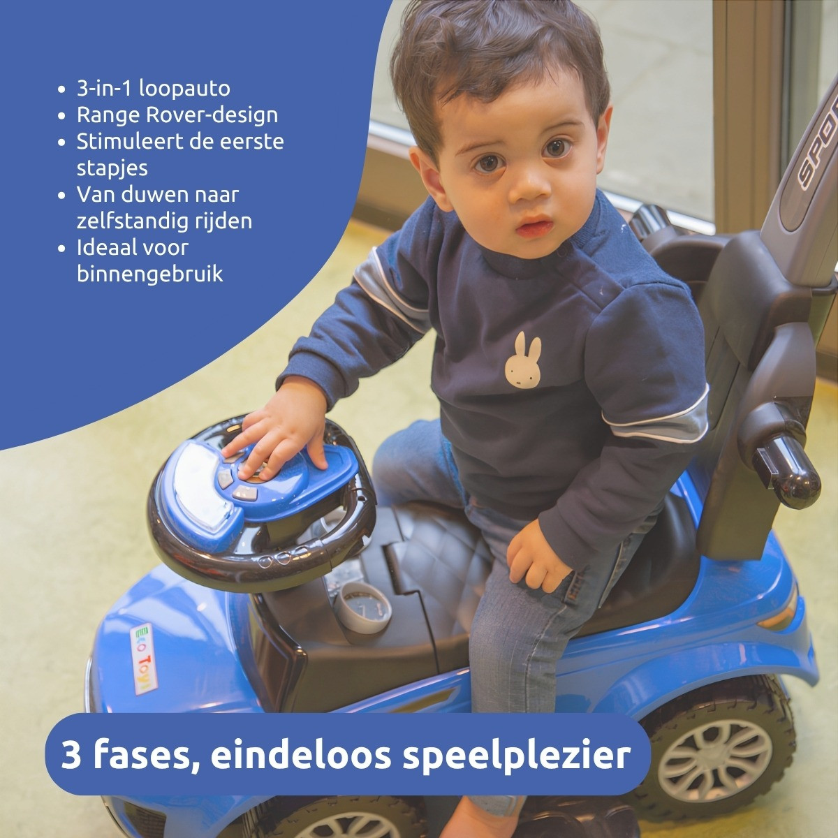 Eco Toys Sport Car Blauw 3-in-1 Loopauto