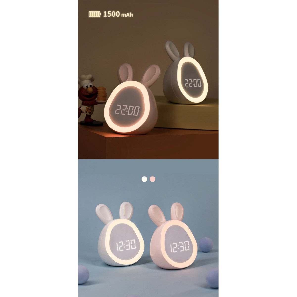 Eco Toys Wit Konijn Kinderwekker