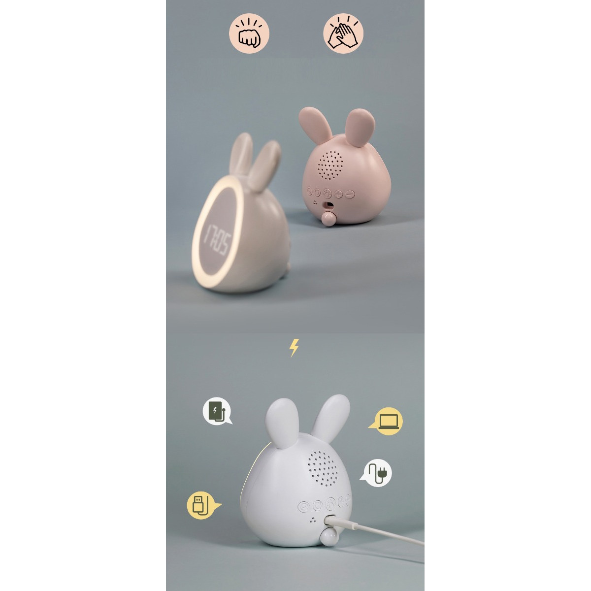 Eco Toys Wit Konijn Kinderwekker