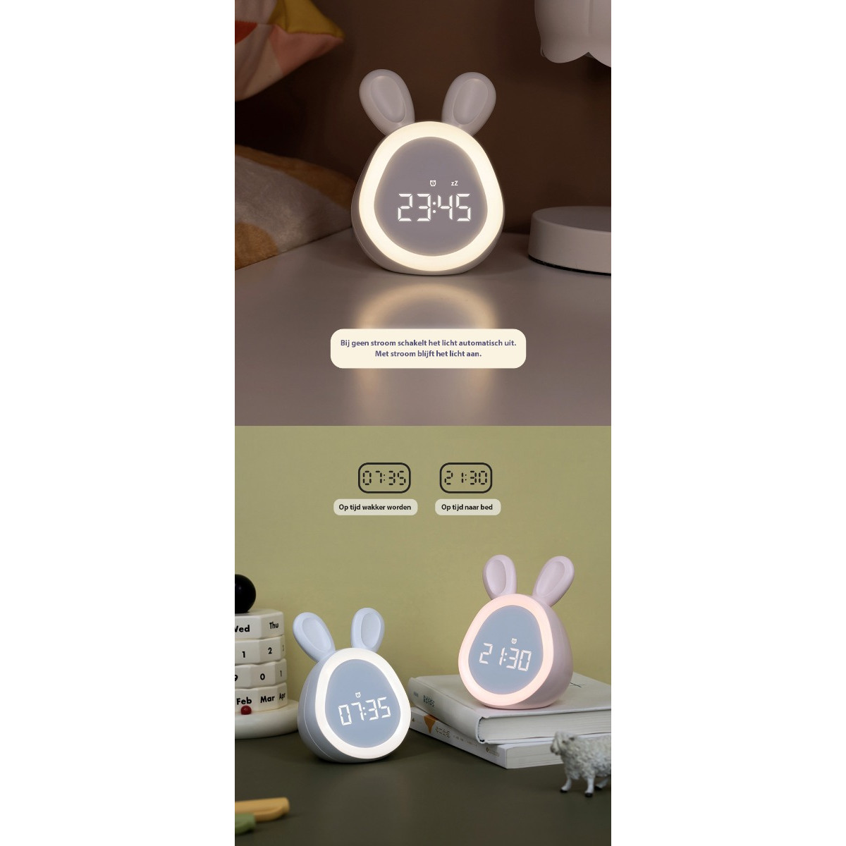 Eco Toys Wit Konijn Kinderwekker