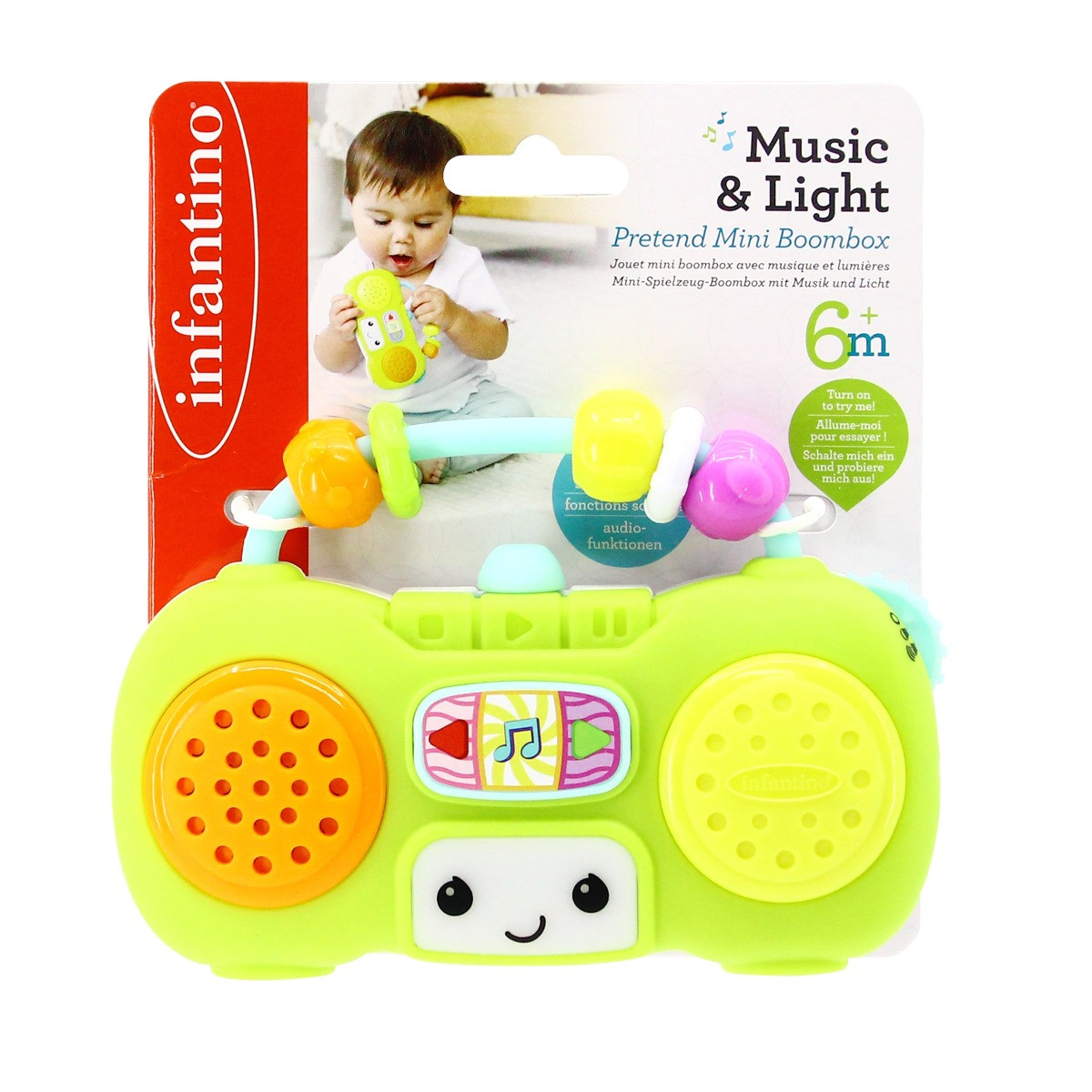 Infantino Music & Light Pretend Mini Boombox Rammelaar