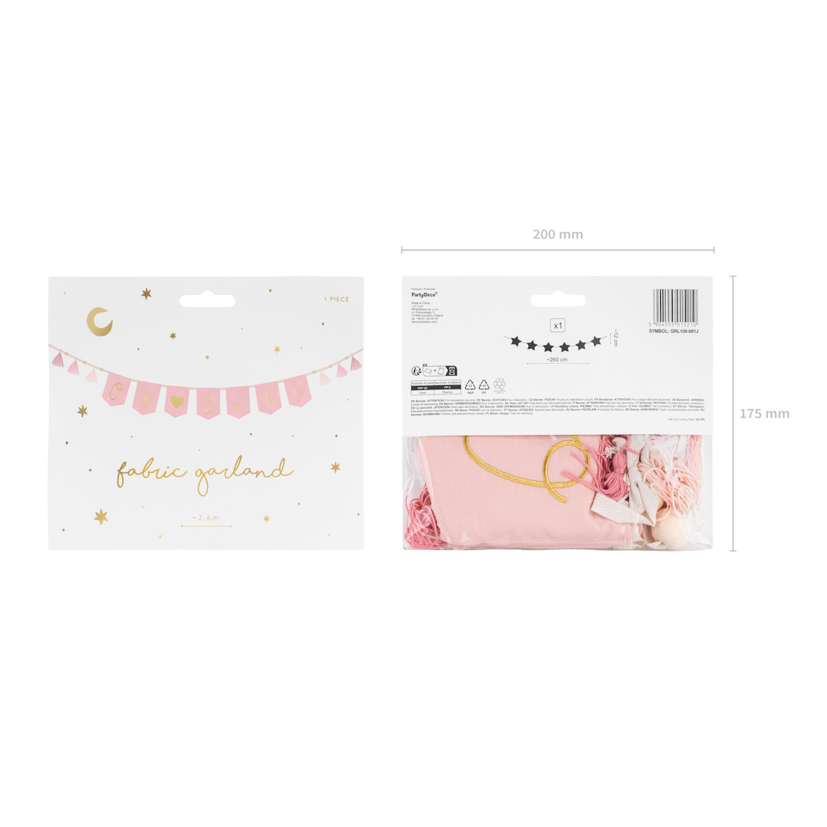 Jep-Party 'Oh Baby' Roze 260 cm Slinger