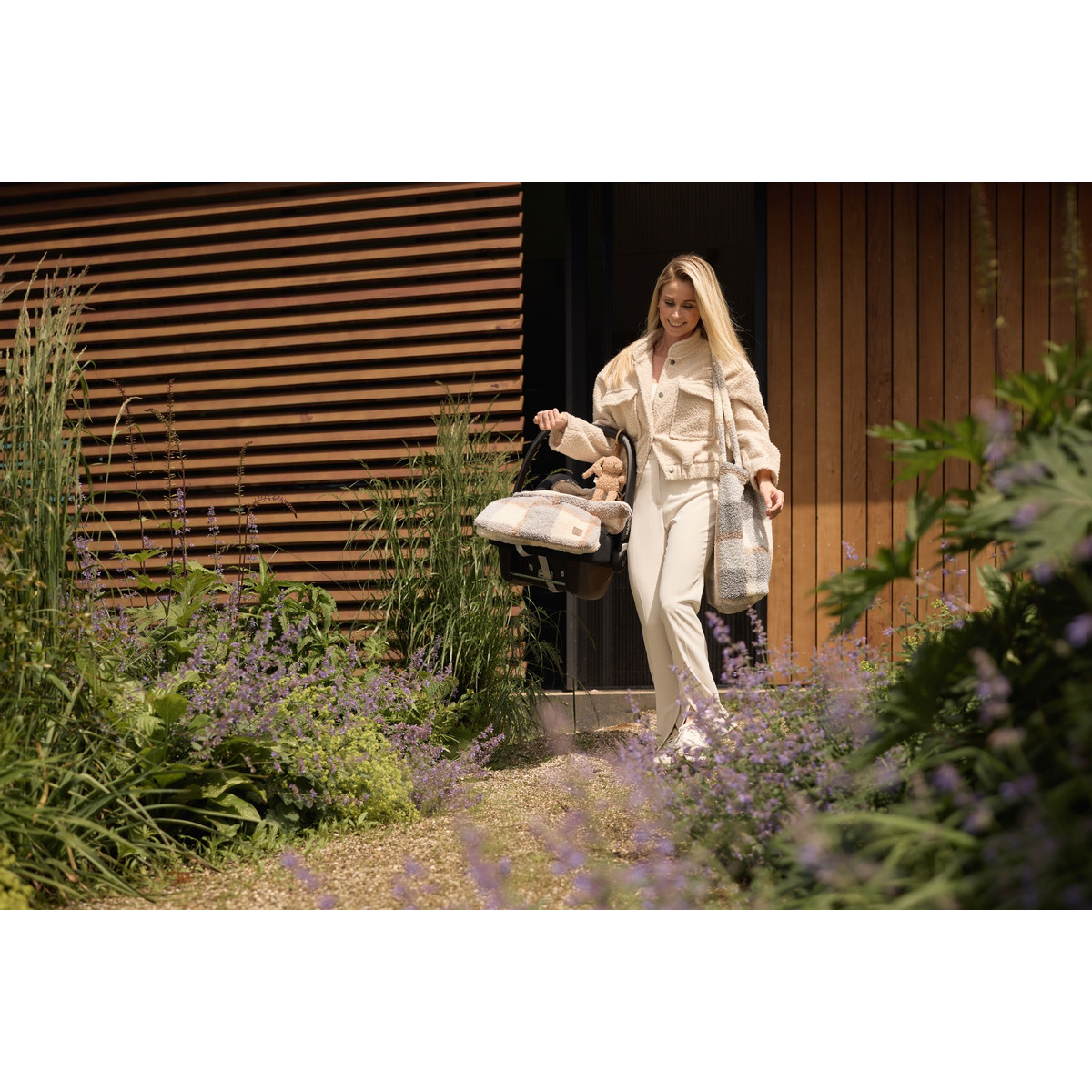 Jollein Check Boucle 3/5 punts 0-9 Maanden Autostoel Voetenzak