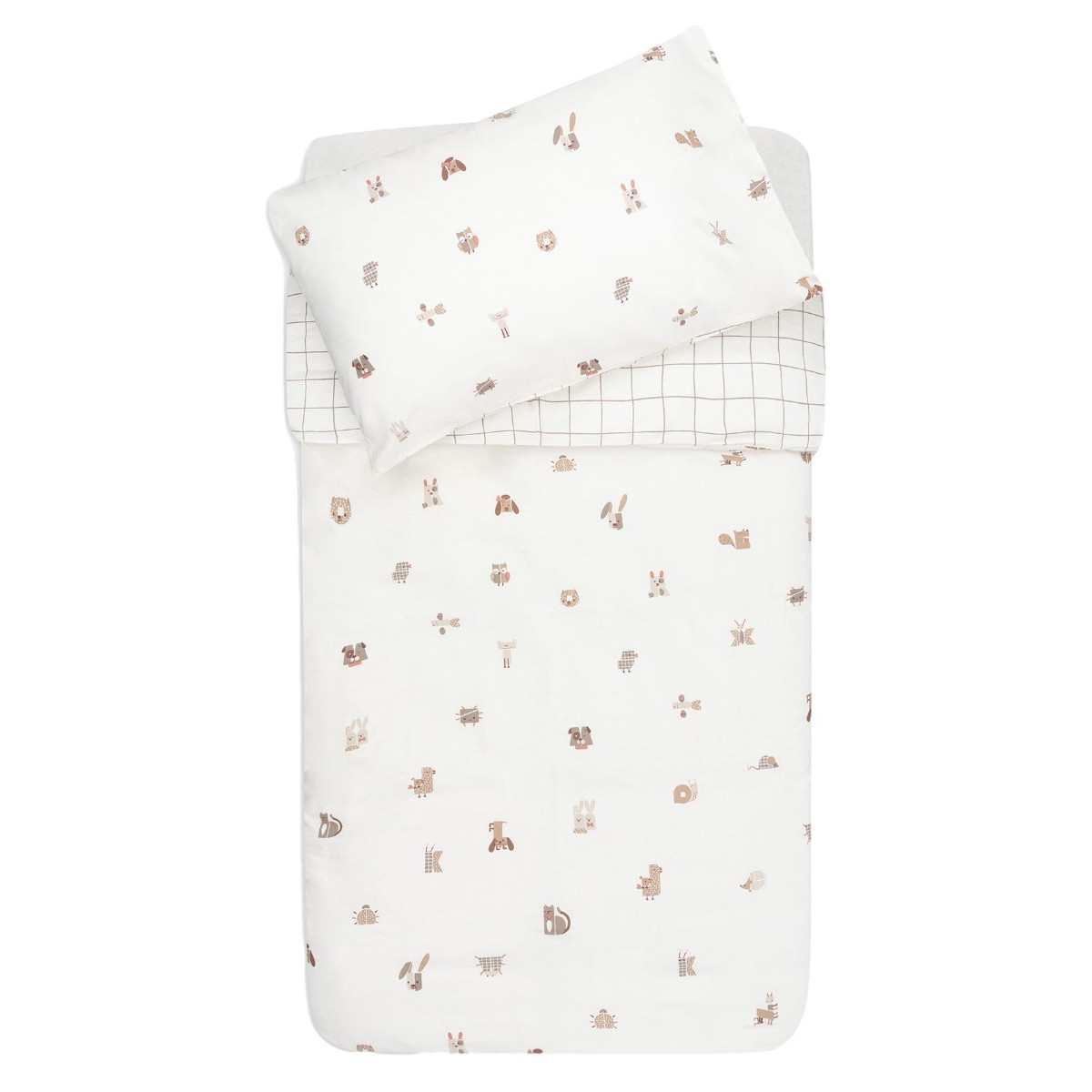 Jollein Animal Friends Dekbedovertrek en Sloop 100 x 140 cm