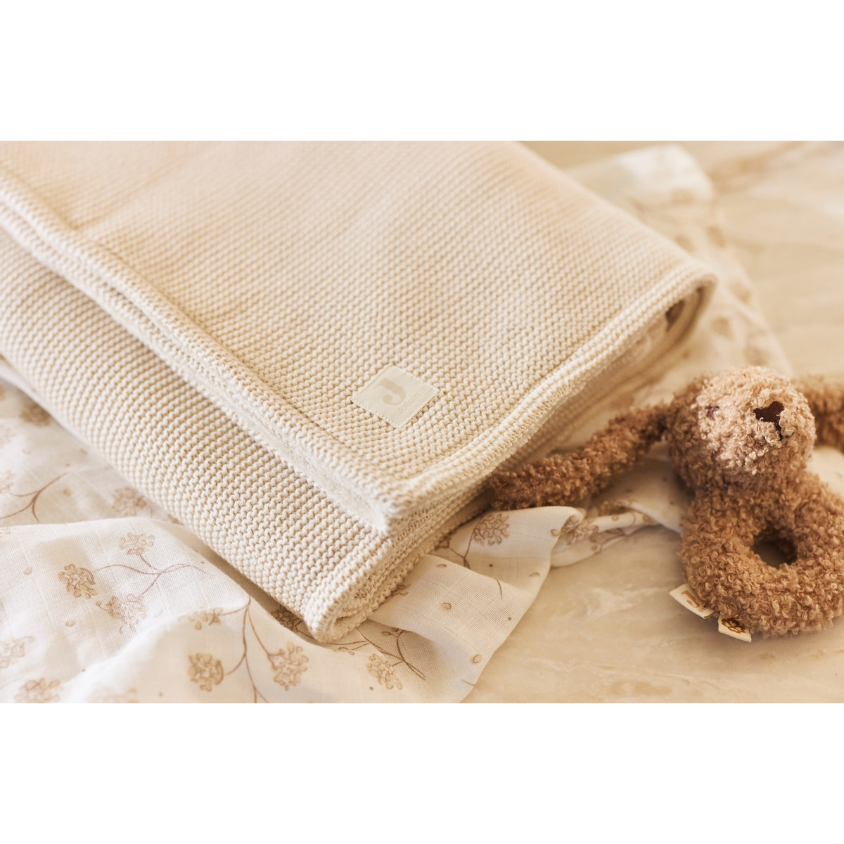 Jollein Basic Knit Oatmeal / Velvet 100 x 150 cm Ledikantdeken