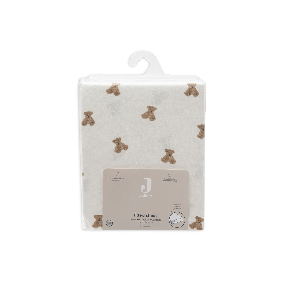 Jollein Jersey Mini Teddy Bear 60 x 120 cm Ledikant Hoeslaken