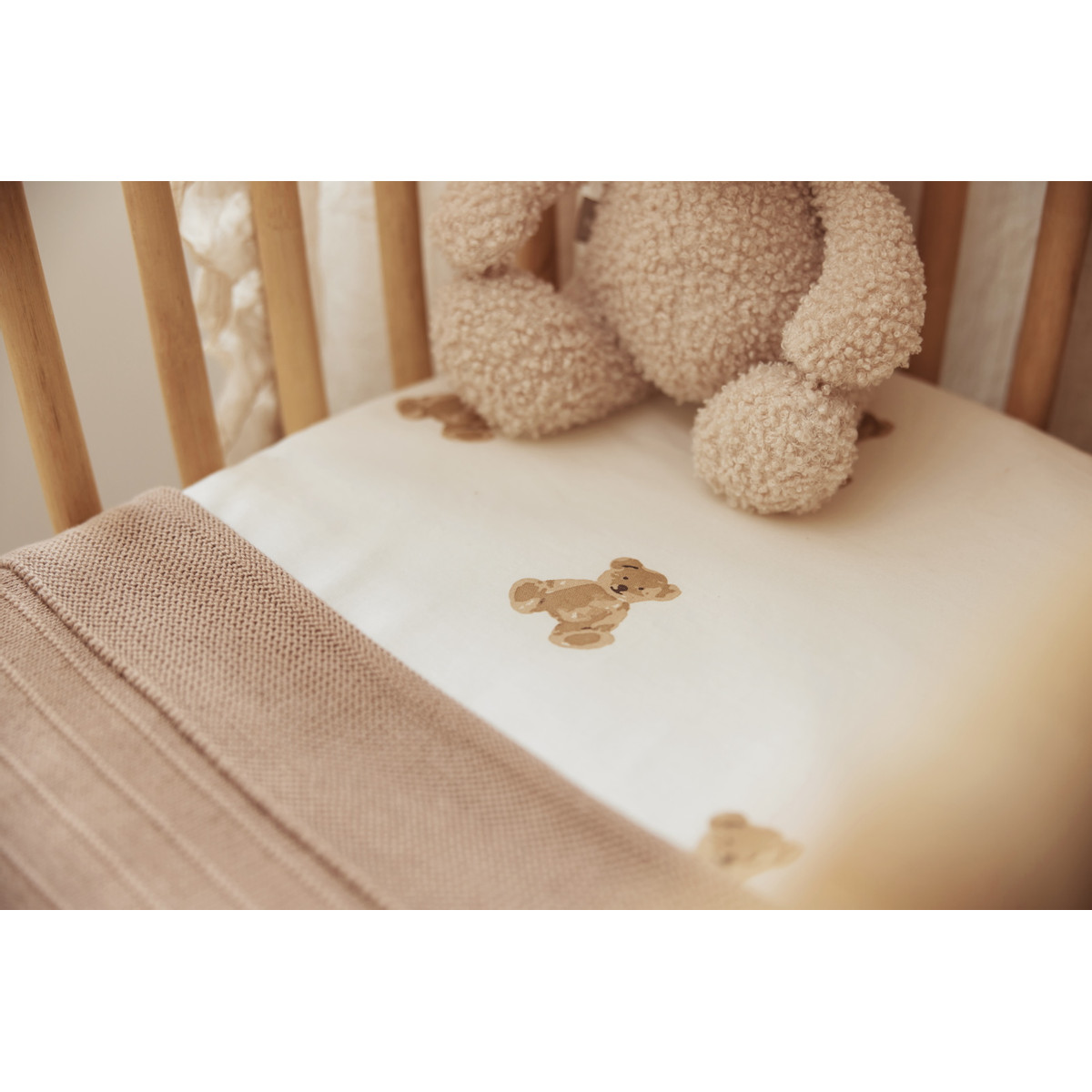Jollein Jersey Teddy Bear 40 x 80/90 cm Wieg Hoeslaken