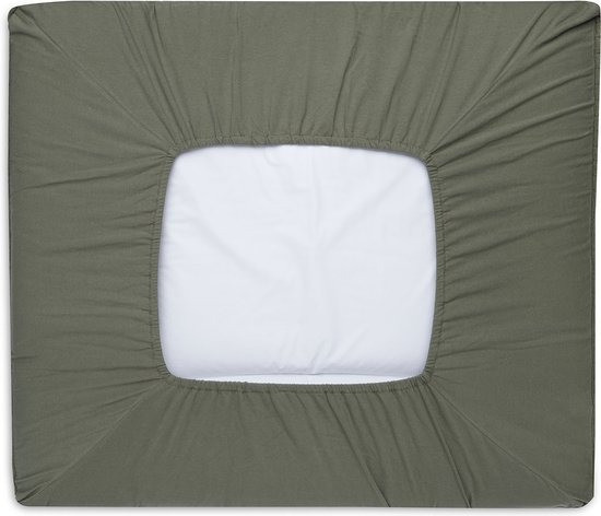 Jollein Pure Knit Leaf Green 75 x 85 cm GOTS Aankleedkussenhoes