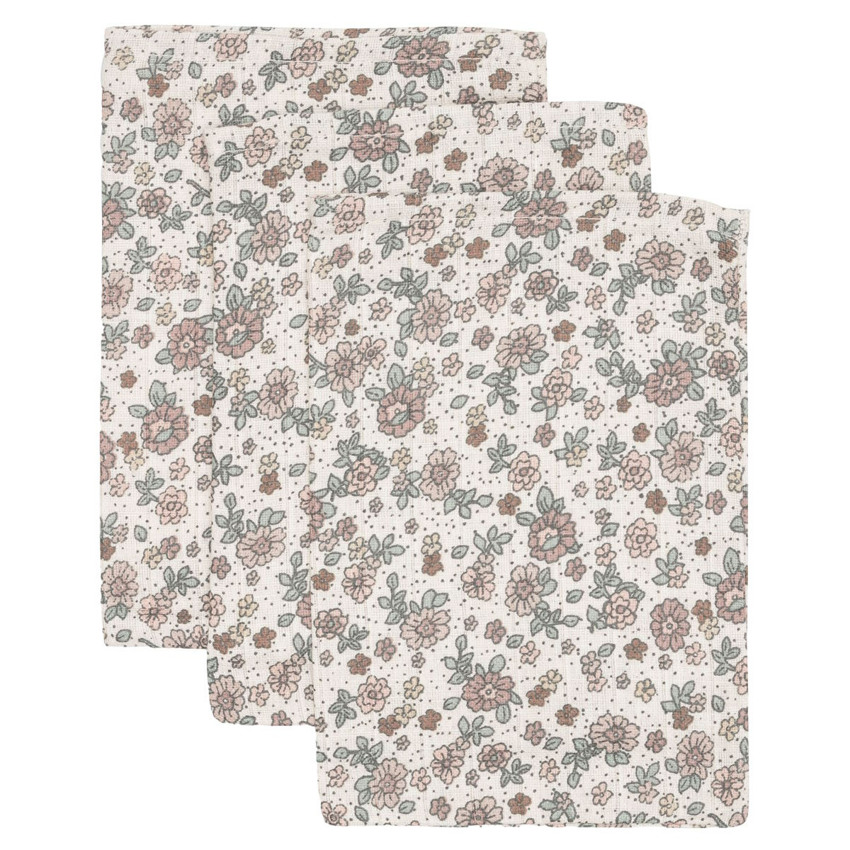 Jollein Retro Flowers 3 Stuks Hydrofiel Washandjes